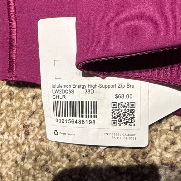 Lululemon Energy Zip-Front Bra *High-Support, Chilled Grape - 38D - NWT - Picture 5 of 8